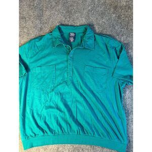 John Blair Polo Shirt Mens 3XL Green Short Sleeve Fine Menswear Pockets Collared